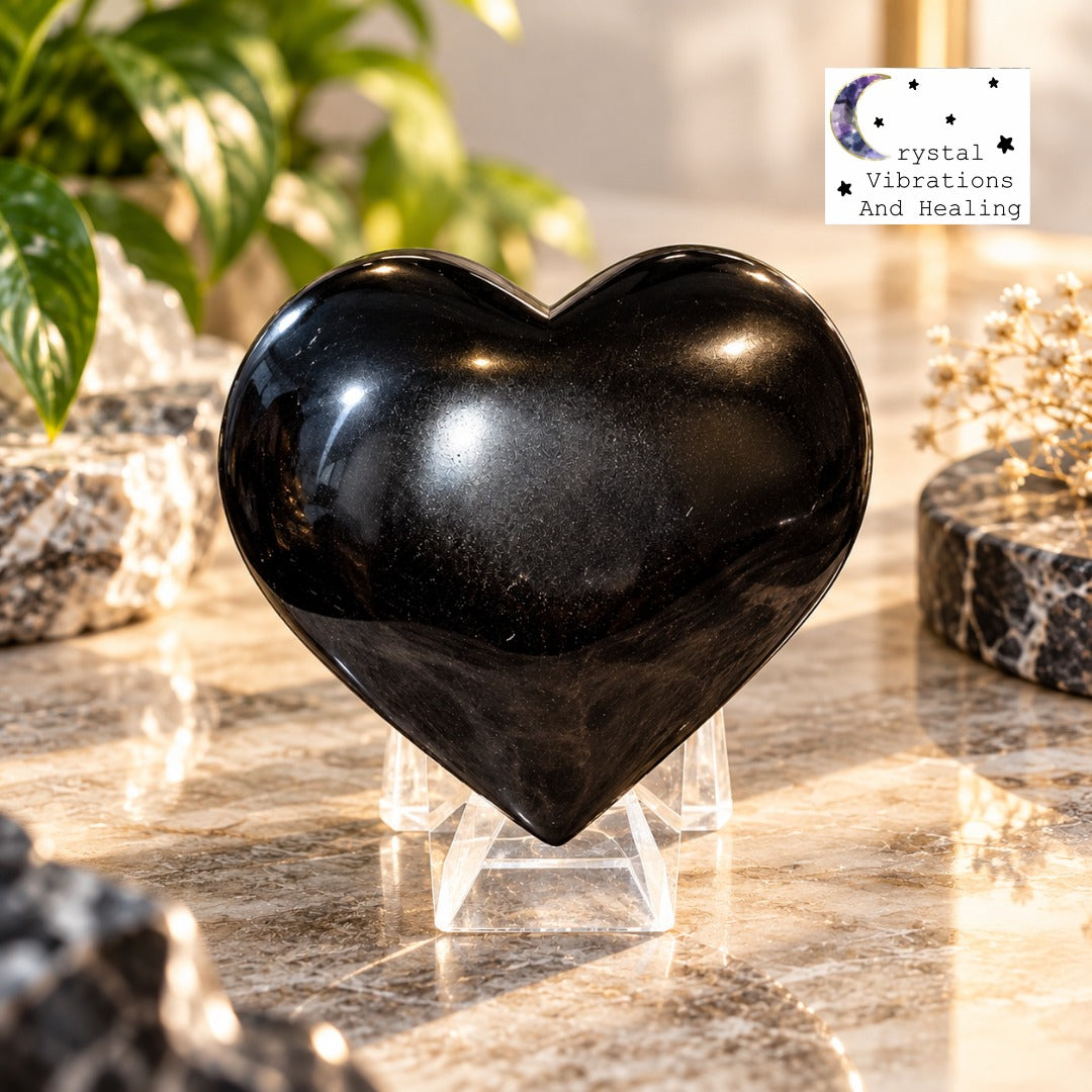 Black Obsidian Heart Carving