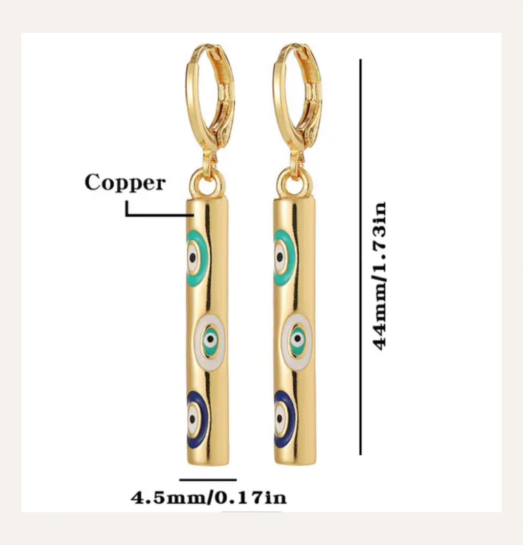 Evil Eye Copper Drip Drop Earrings