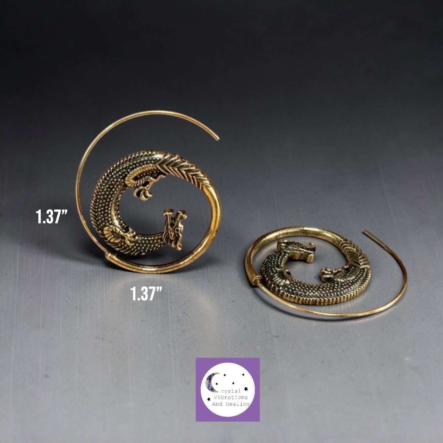 Vintage Carved Dragon Body Hoop Earrings *