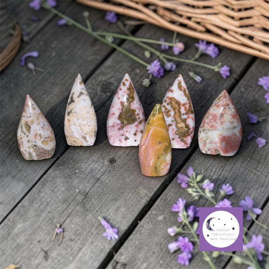 8th Vein Ocean Jasper Teardrop Flame