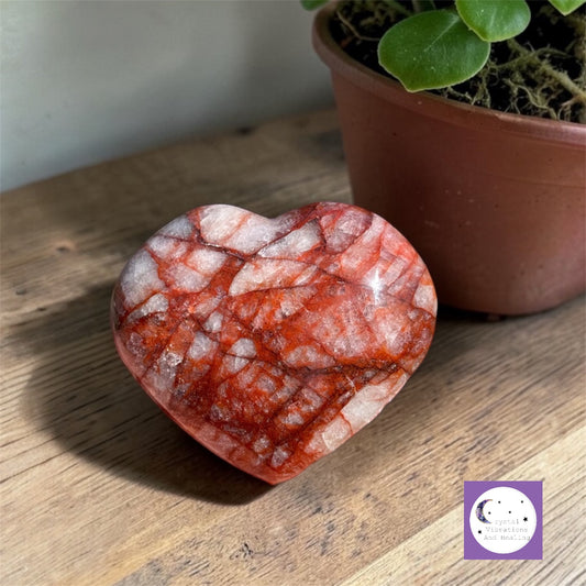 Fire Quartz, Red Healer, Hematoid Quartz Heart Carving **