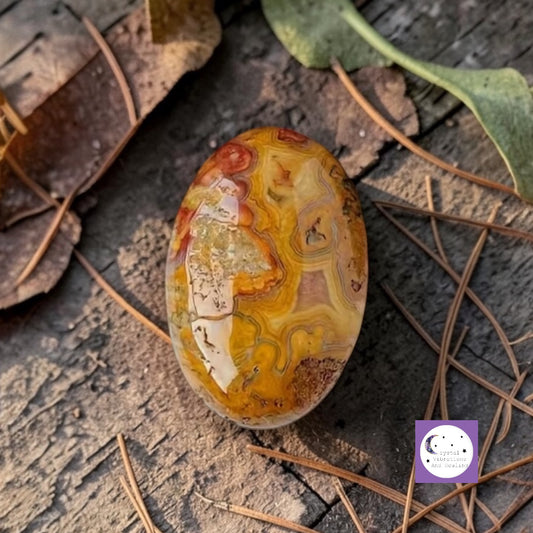 Yellow Crazy Lace Agate Palm Stone **