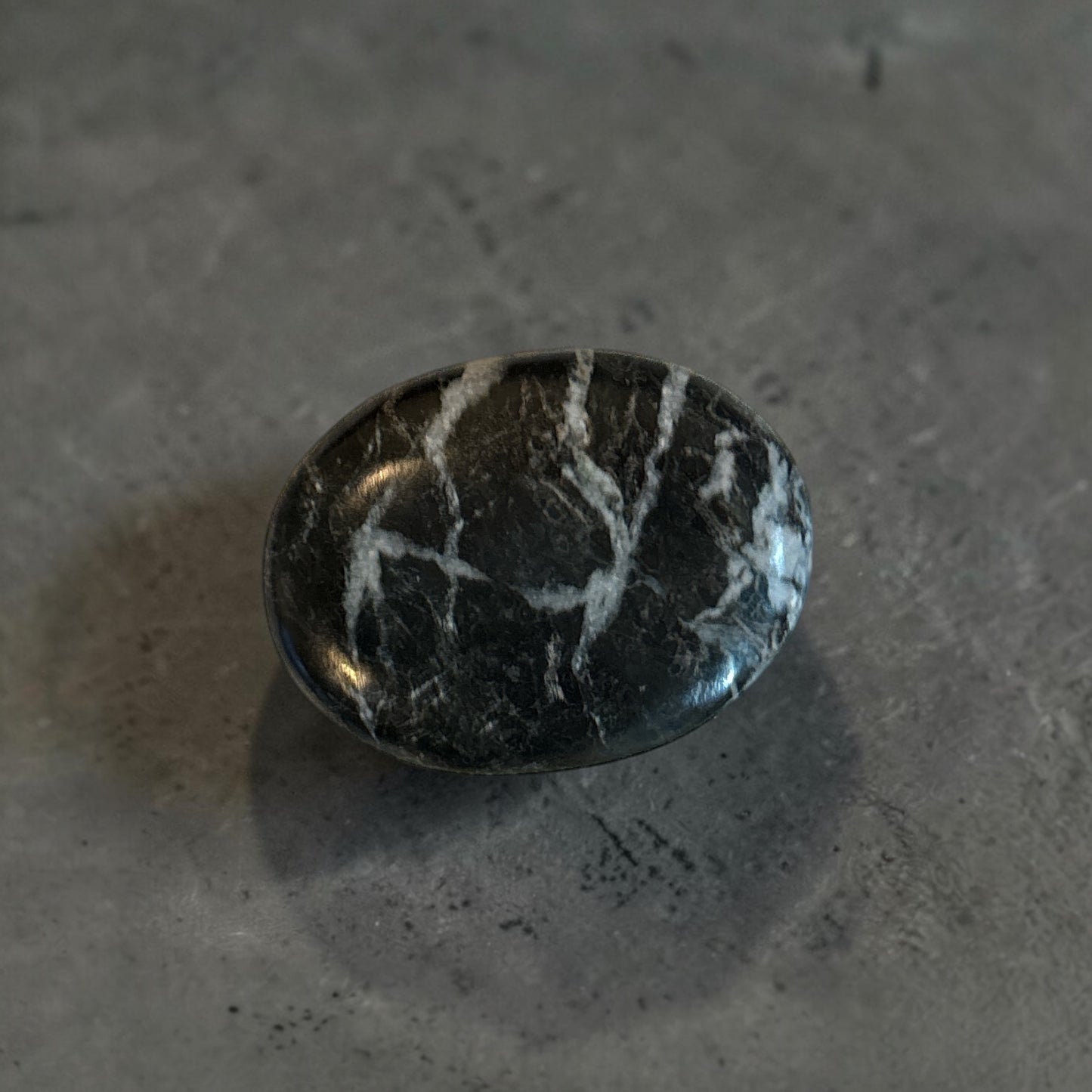 Black and White Zebra Jasper Palm Stone