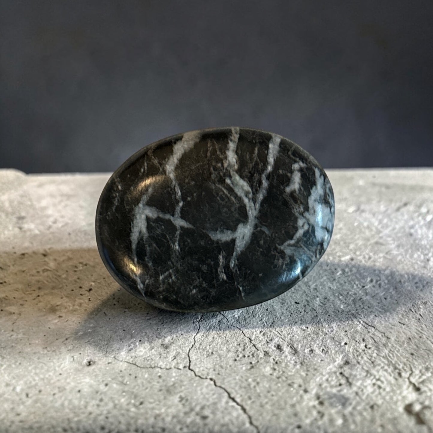 Black and White Zebra Jasper Palm Stone