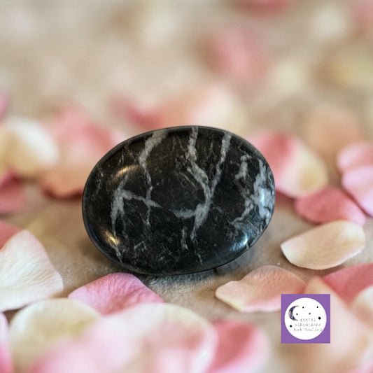 Black and White Zebra Jasper Palm Stone