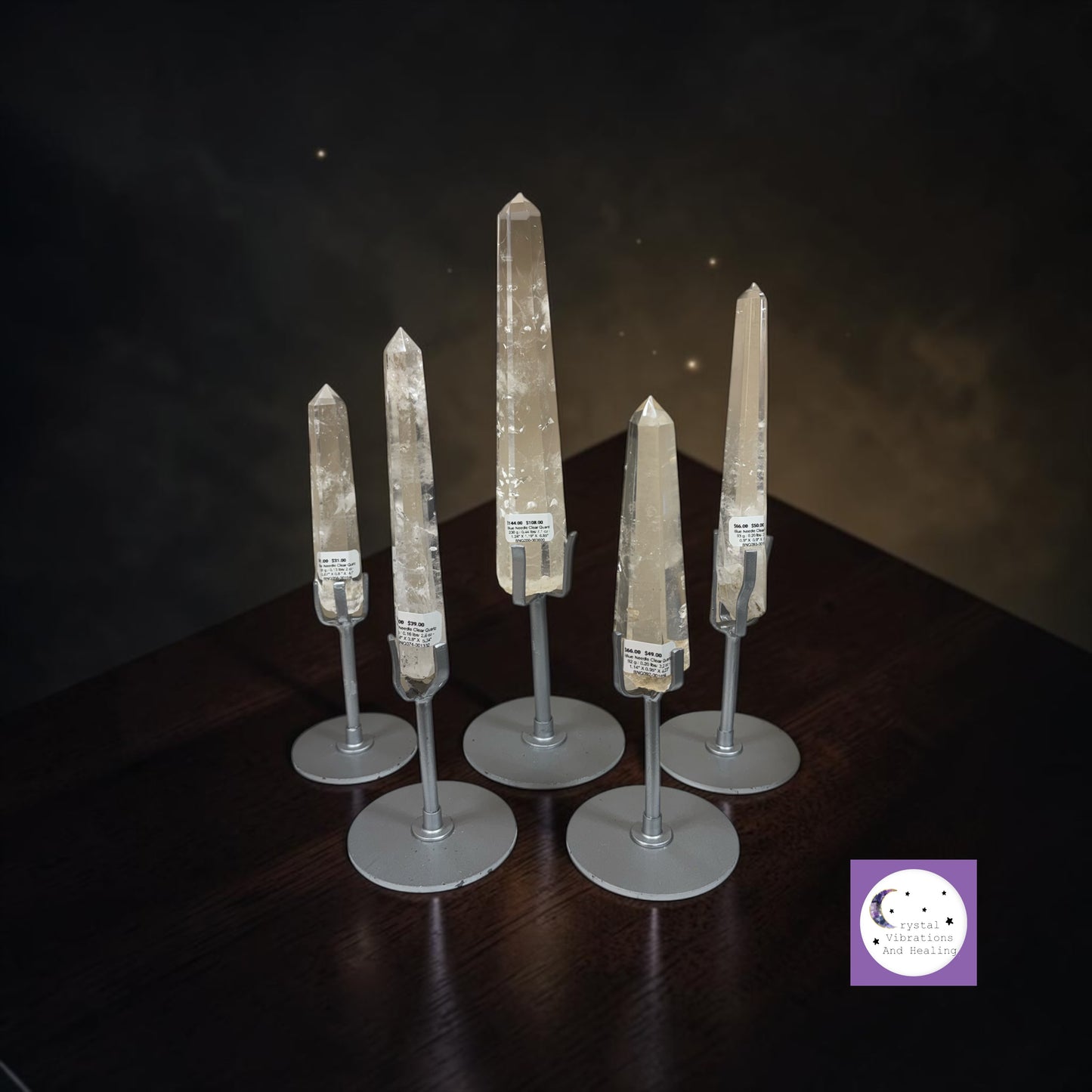 Blue Needle Clear Quartz Tower Obelisk Point *