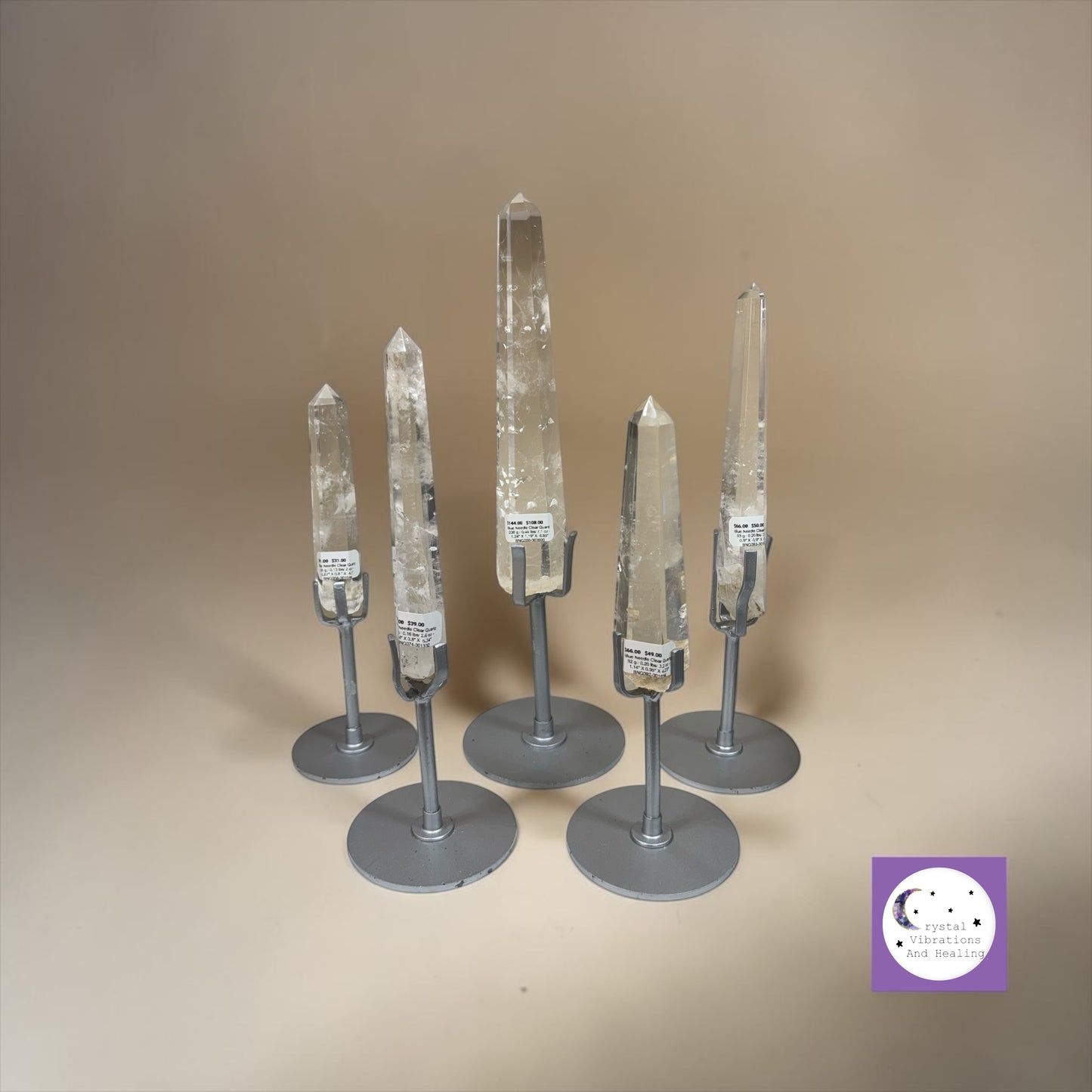 Blue Needle Clear Quartz Tower Obelisk Point *