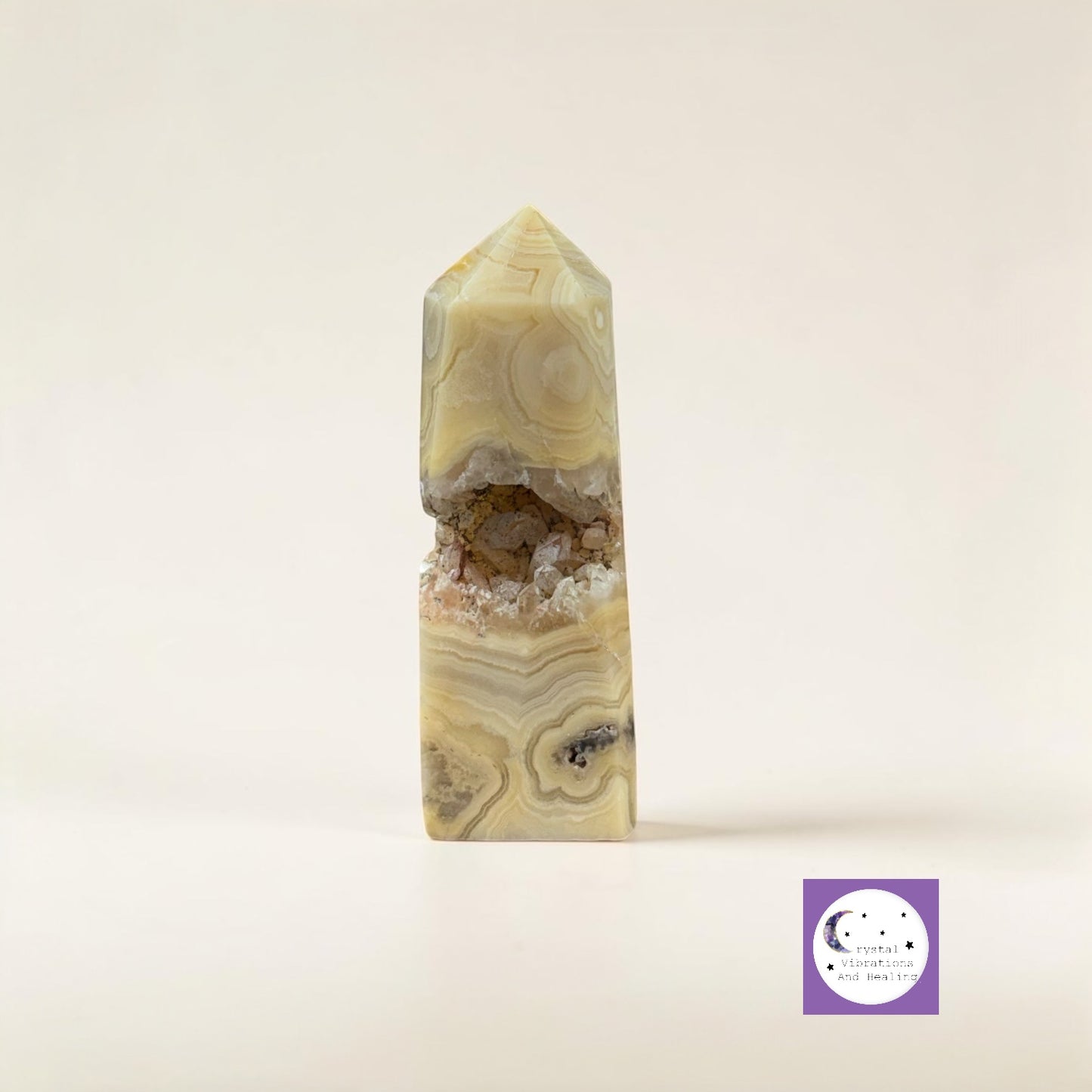 Yellow Crazy Lace Agate Obelisk Tower **