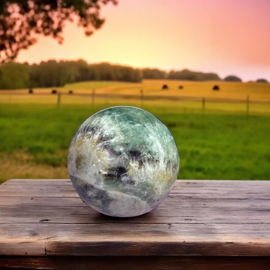 Feathered Rainbow Fluorite Sphere *
