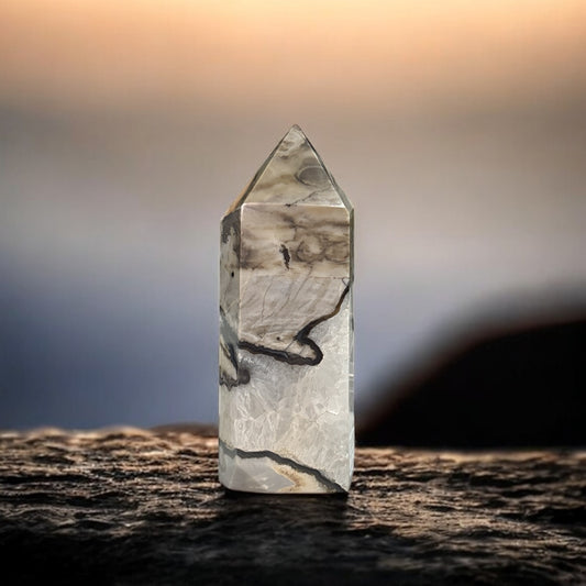 Volcanic Lava Agate Obelisk Tower *