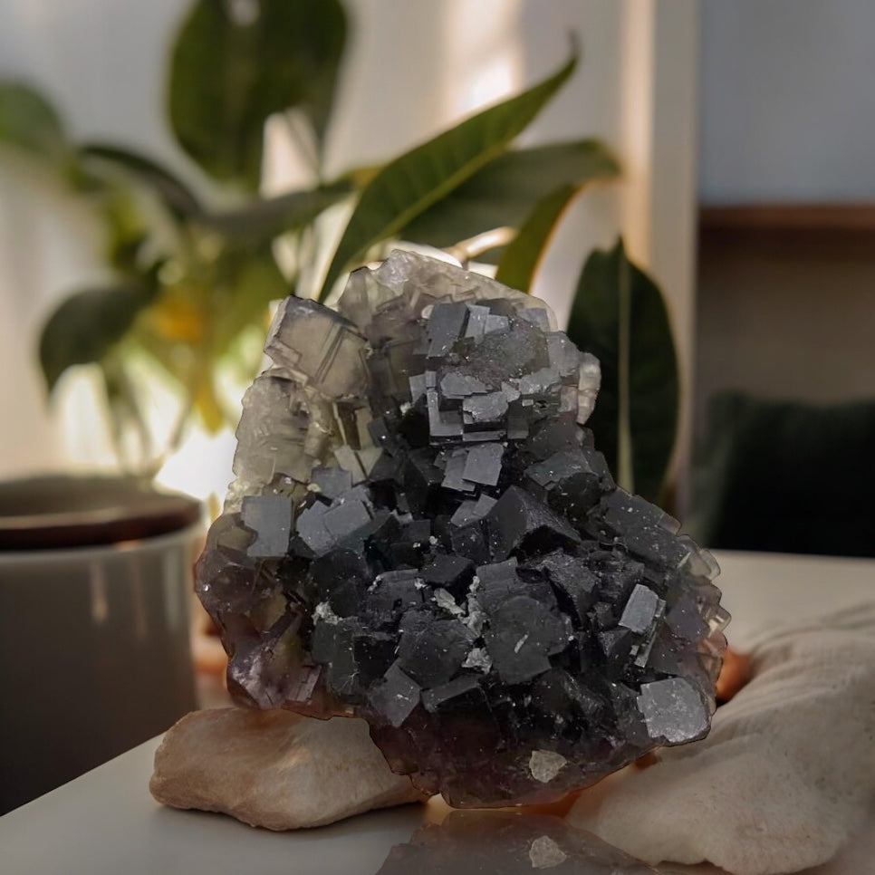 Black Fluorite Specimen, Black Fluorite Octahedron