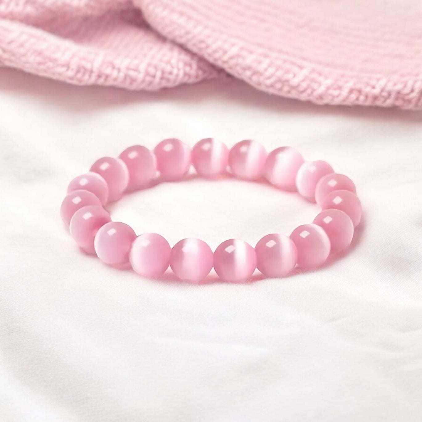 Pink Cat’s Eye Beaded Bracelet