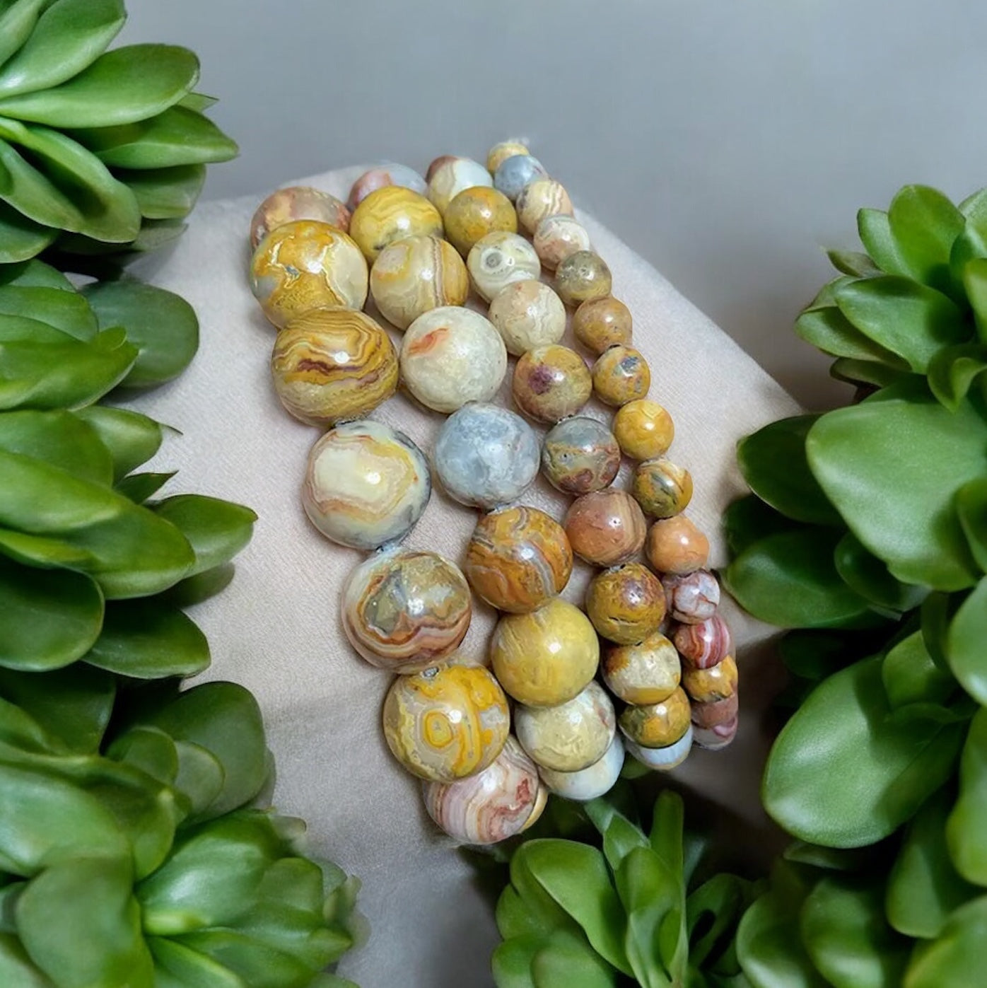 Yellow Crazy Lace Agate Bracelet