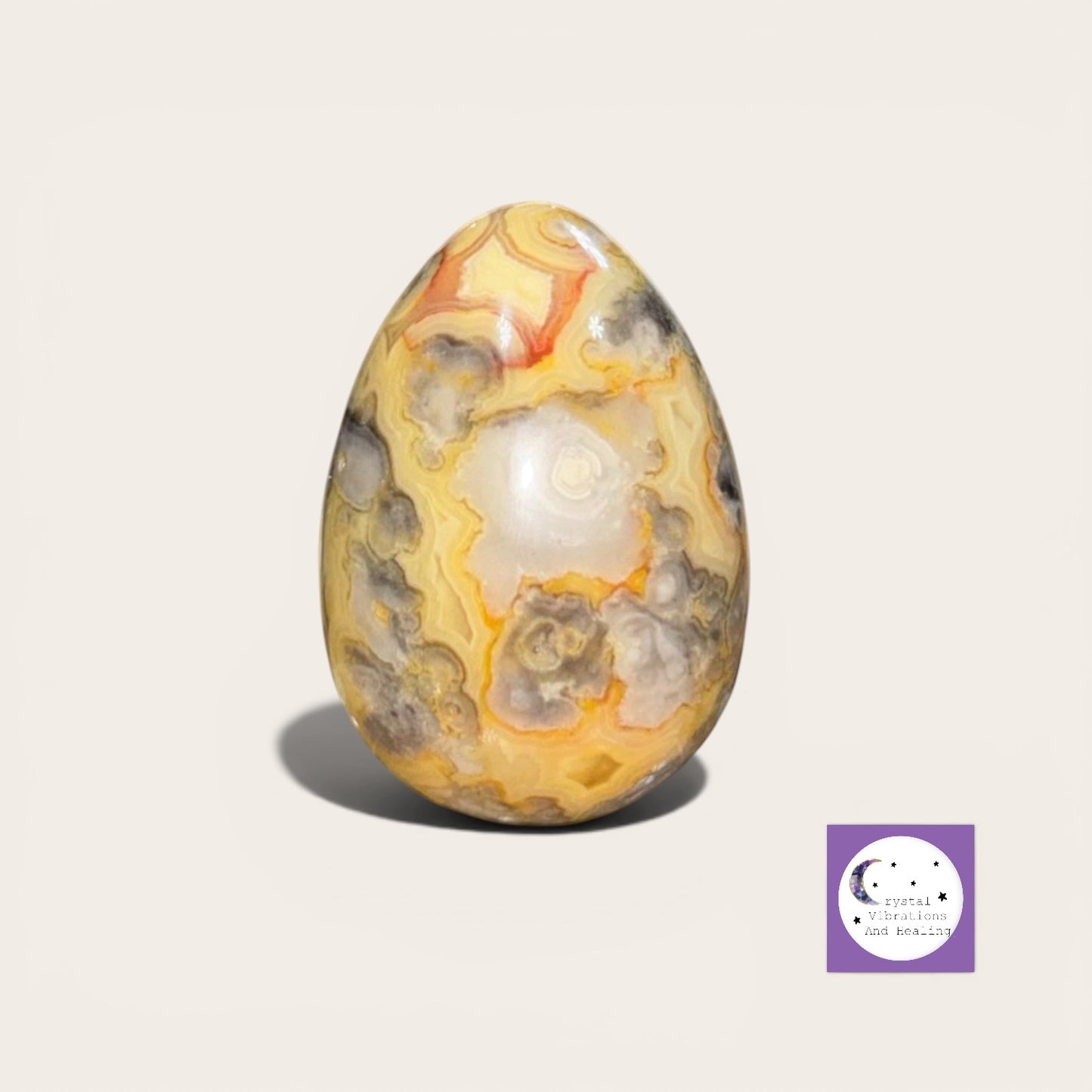 Yellow Lace Agate Egg Carving *