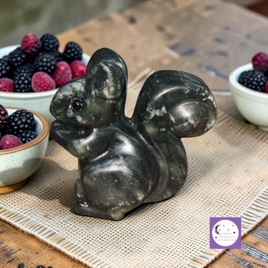 Green Jade Squirrel Carving