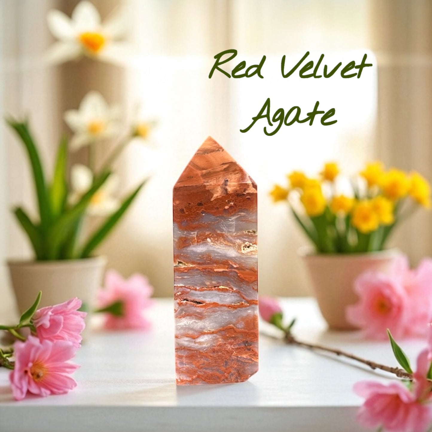 Red Velvet Agate Tower Obelisk Point *