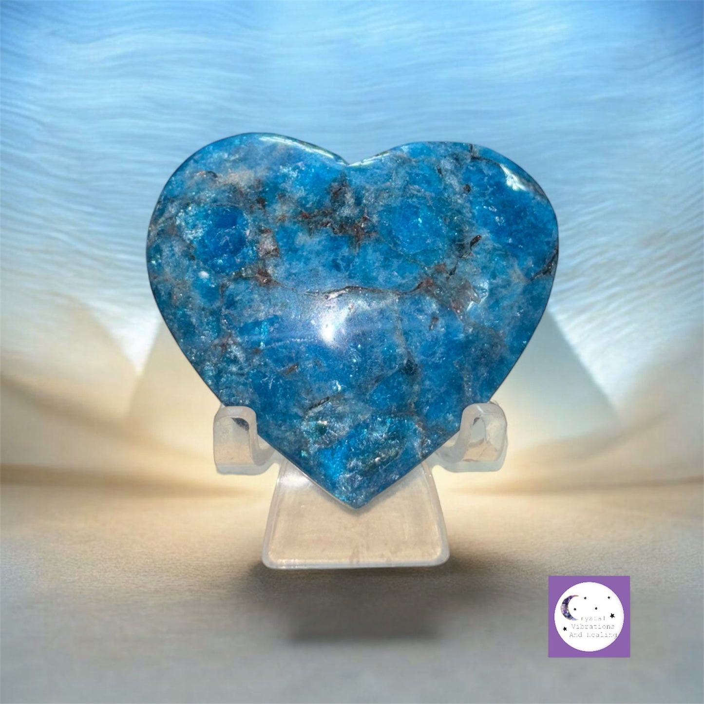 Blue Apatite Heart Carving