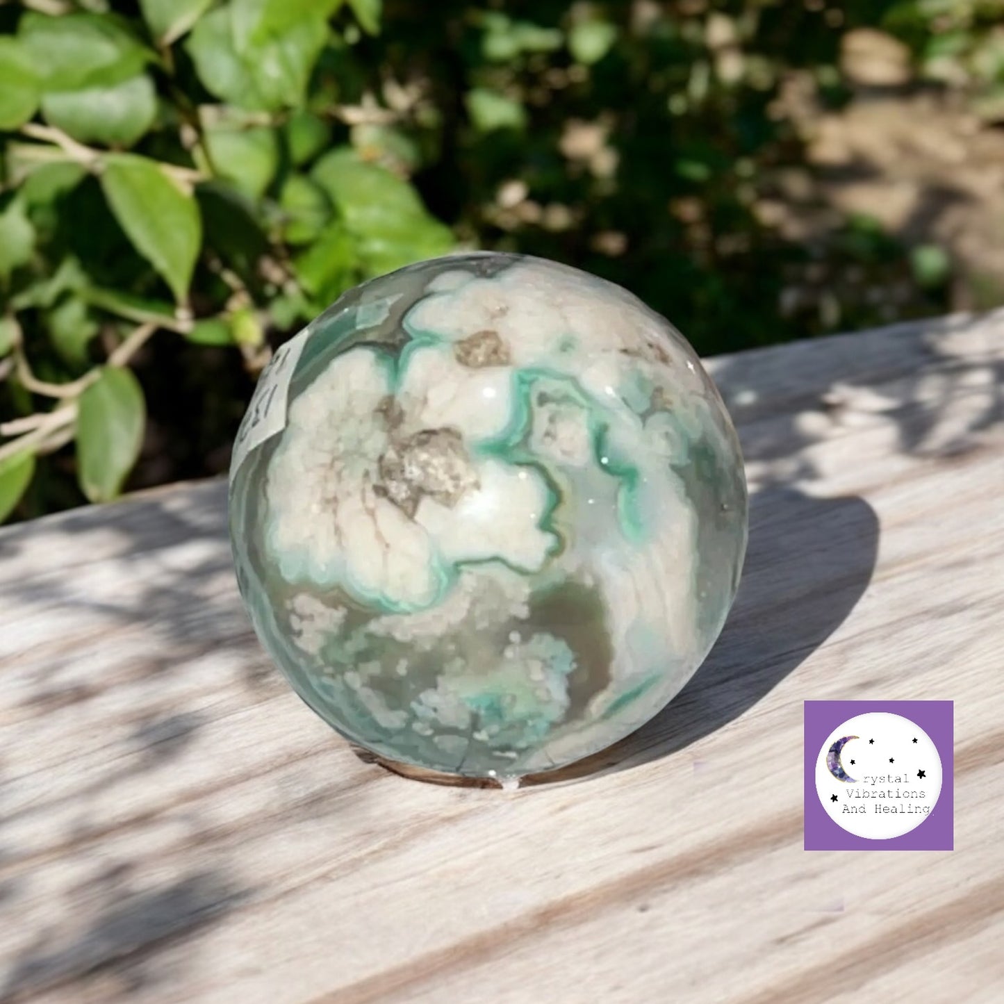 Green Flower Agate, Green Cherry Blossom. Green Sakura Sphere