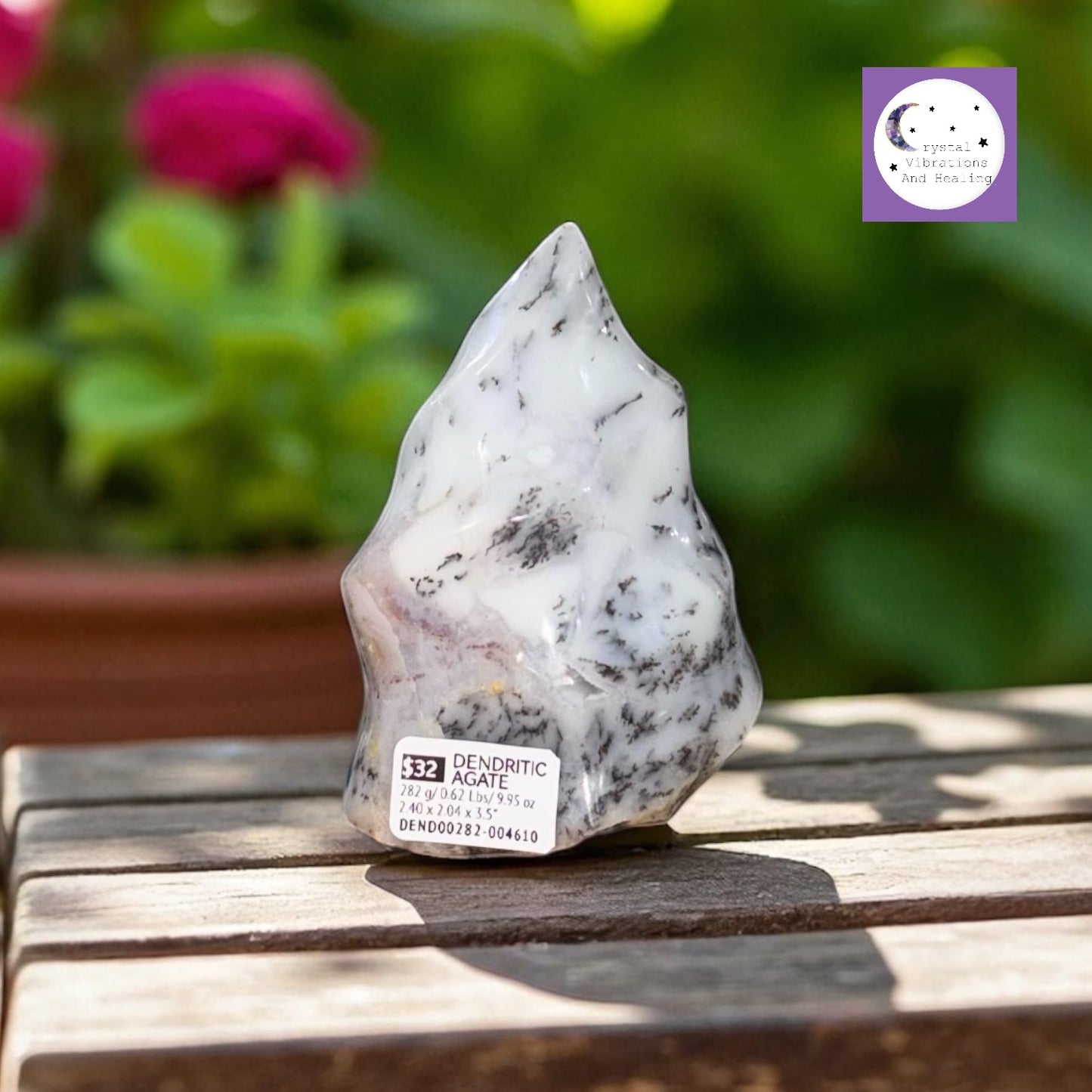 Dendritic White Agate Flame