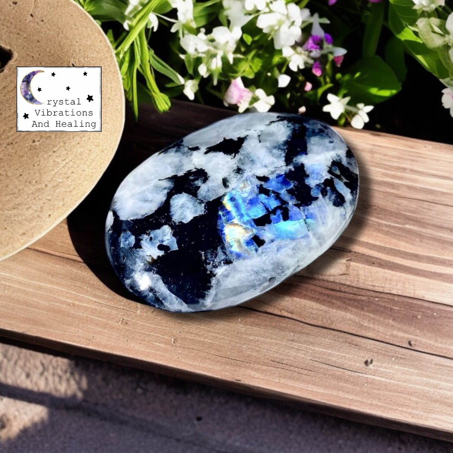 Rainbow Moonstone Palm Stone