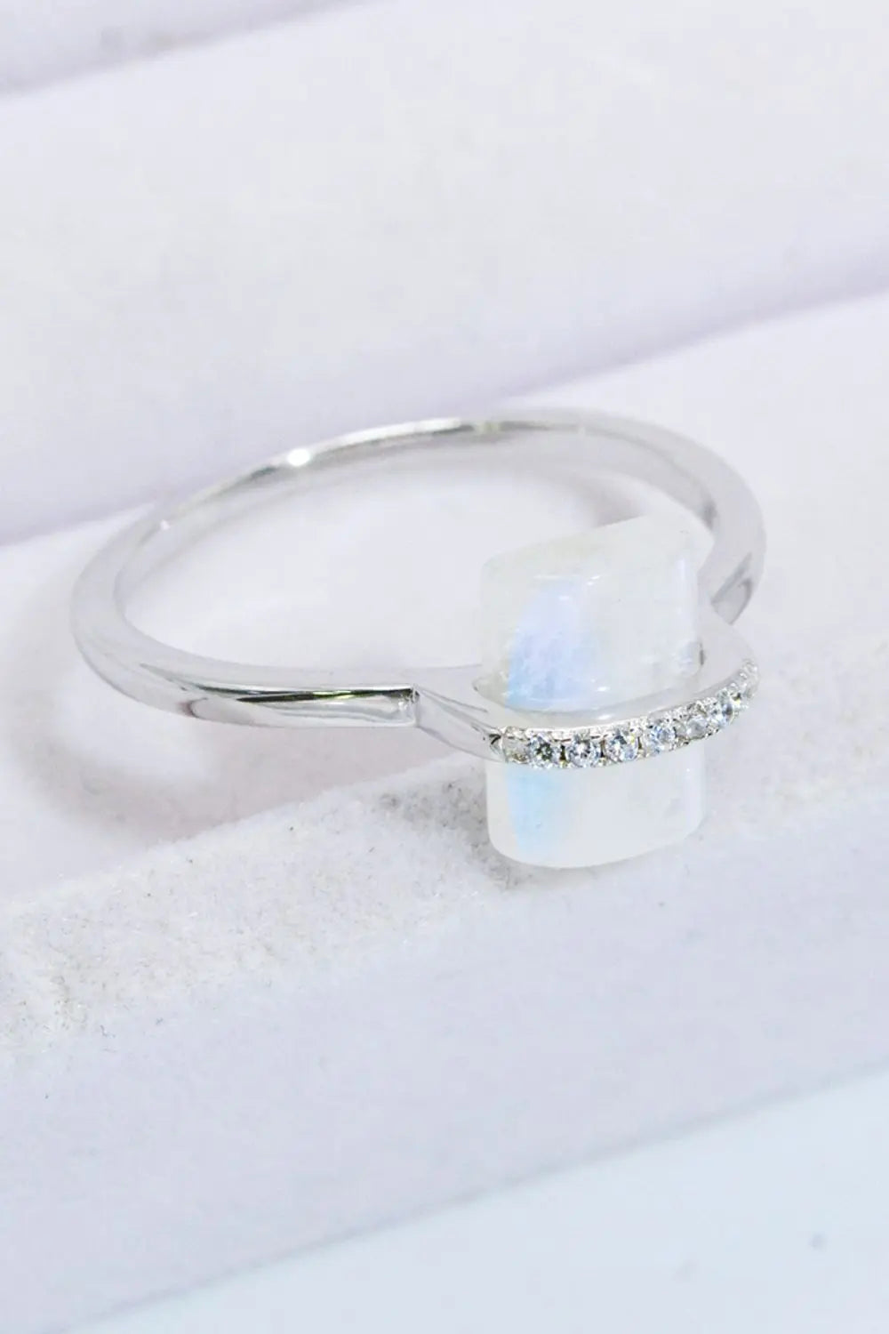 Natural Moonstone Platinum-Plated Ring - Crystal Vibrations & Healing