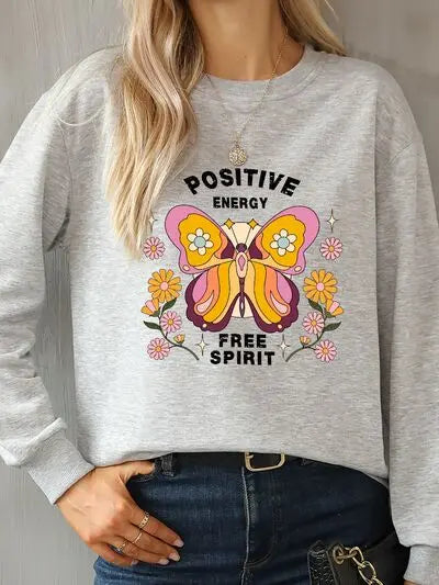 Butterfly Graphic Dropped Shoulder Sweatshirt - Image #4