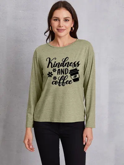 KINDNESS AND COFFEE Round Neck T-Shirt - Image #5