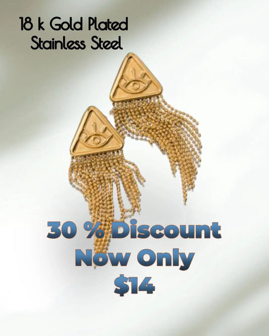 18K Gold-Plated Stainless Steel Geometric Earrings - Image #1