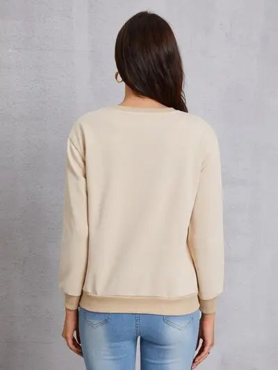 Graphic Round Neck Dropped Shoulder Sweatshirt - Image #11