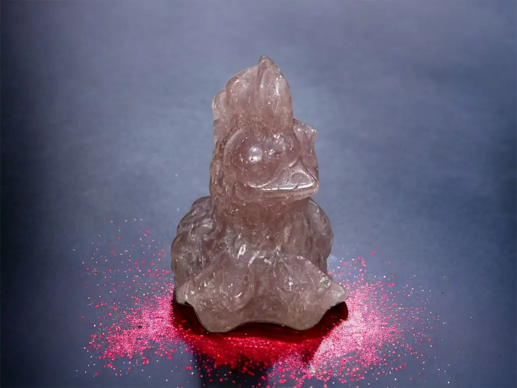 Red Straberry Quartz Chicken Carving - Image #1