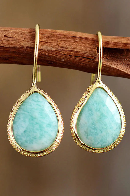 Handmade Natural Stone Teardrop Earrings - Image #1