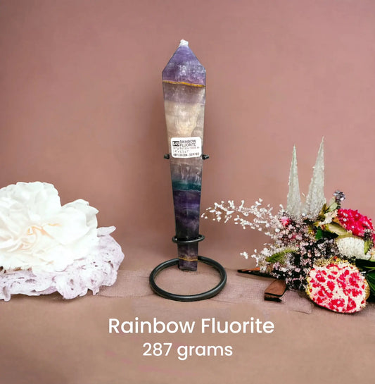 Rainbow Fluorite Freeform Wand with Stand - Image #1