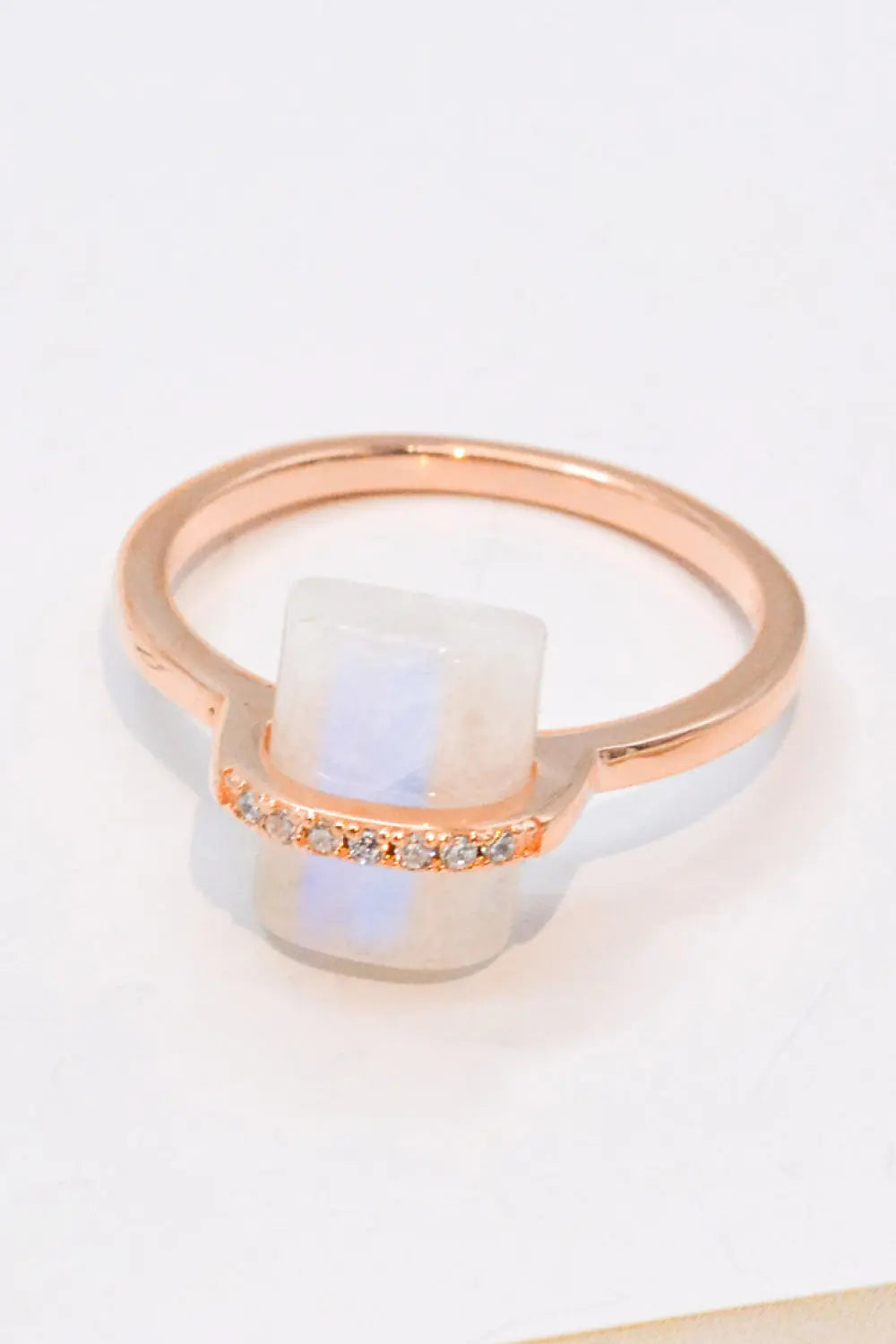 Natural Moonstone Platinum-Plated Ring - Crystal Vibrations & Healing