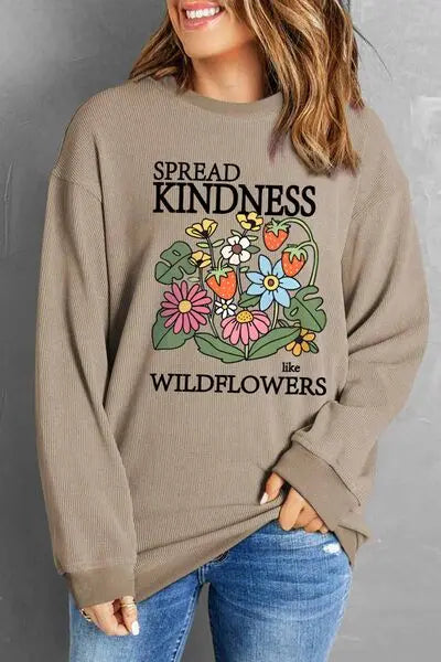 SPREAD KINDNESS LIKE WILDFLOWERS Round Neck Sweatshirt - Image #1
