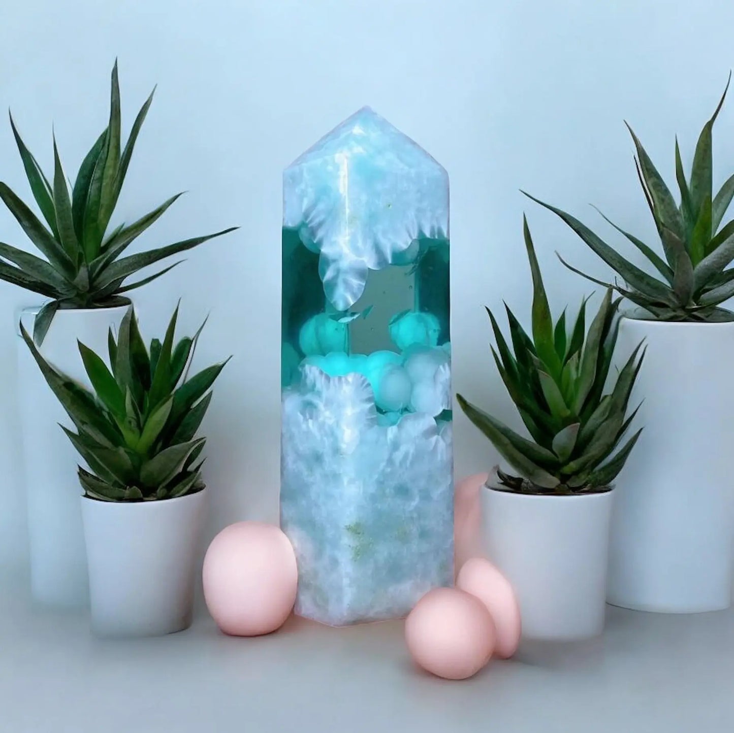 Smelting Larimar, Glass Larimar Obelisk Tower - Image #1