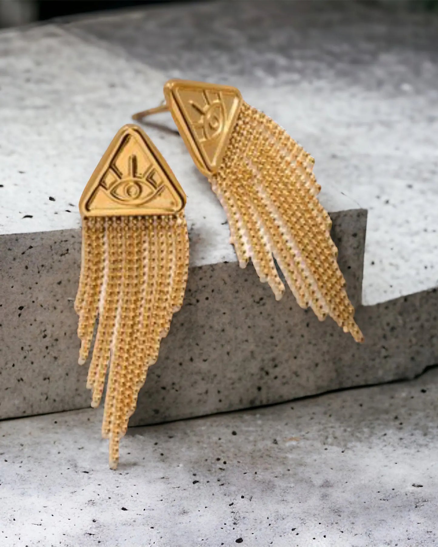 18K Gold-Plated Stainless Steel Geometric Earrings - Image #4