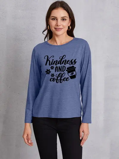 KINDNESS AND COFFEE Round Neck T-Shirt - Image #1