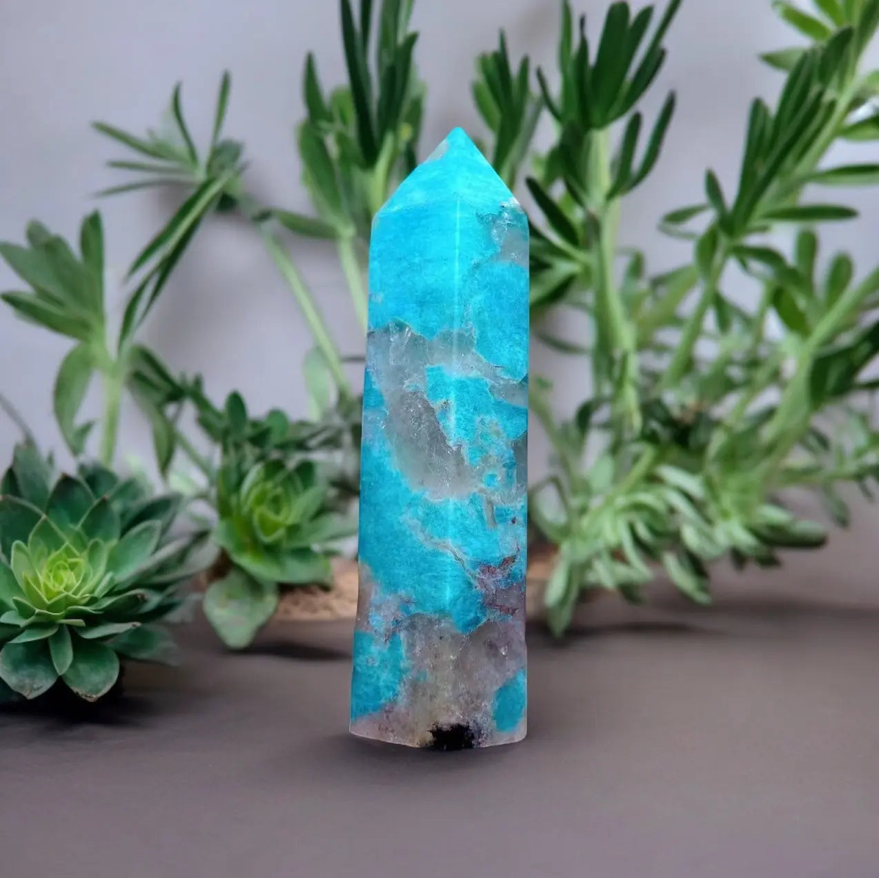 Amazonite with Smokey Quartz Obelisk Tower - Image #1