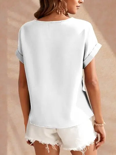 Heart Round Neck Short Sleeve T-Shirt - Image #2