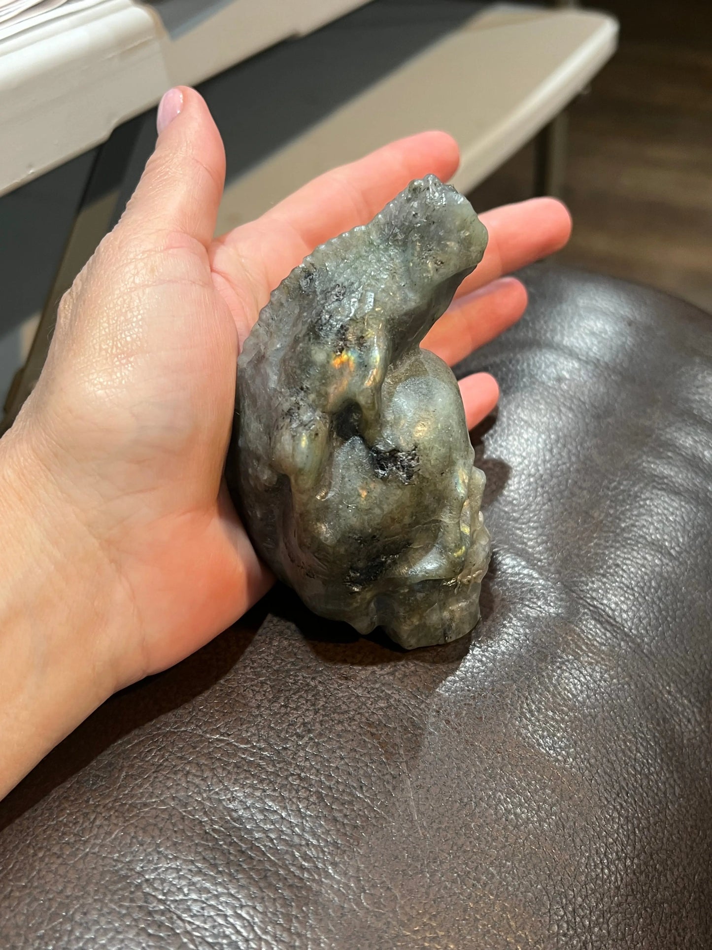 Labradorite Skull with Iguana - Image #7