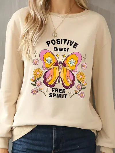 Butterfly Graphic Dropped Shoulder Sweatshirt - Image #10