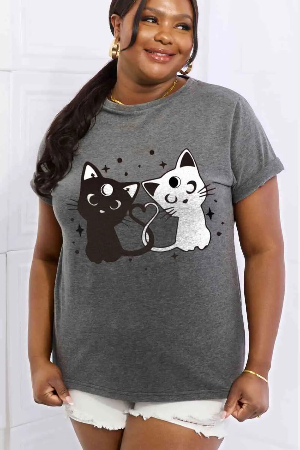 Simply Love Full Size Cats Graphic Cotton Tee - Image #11