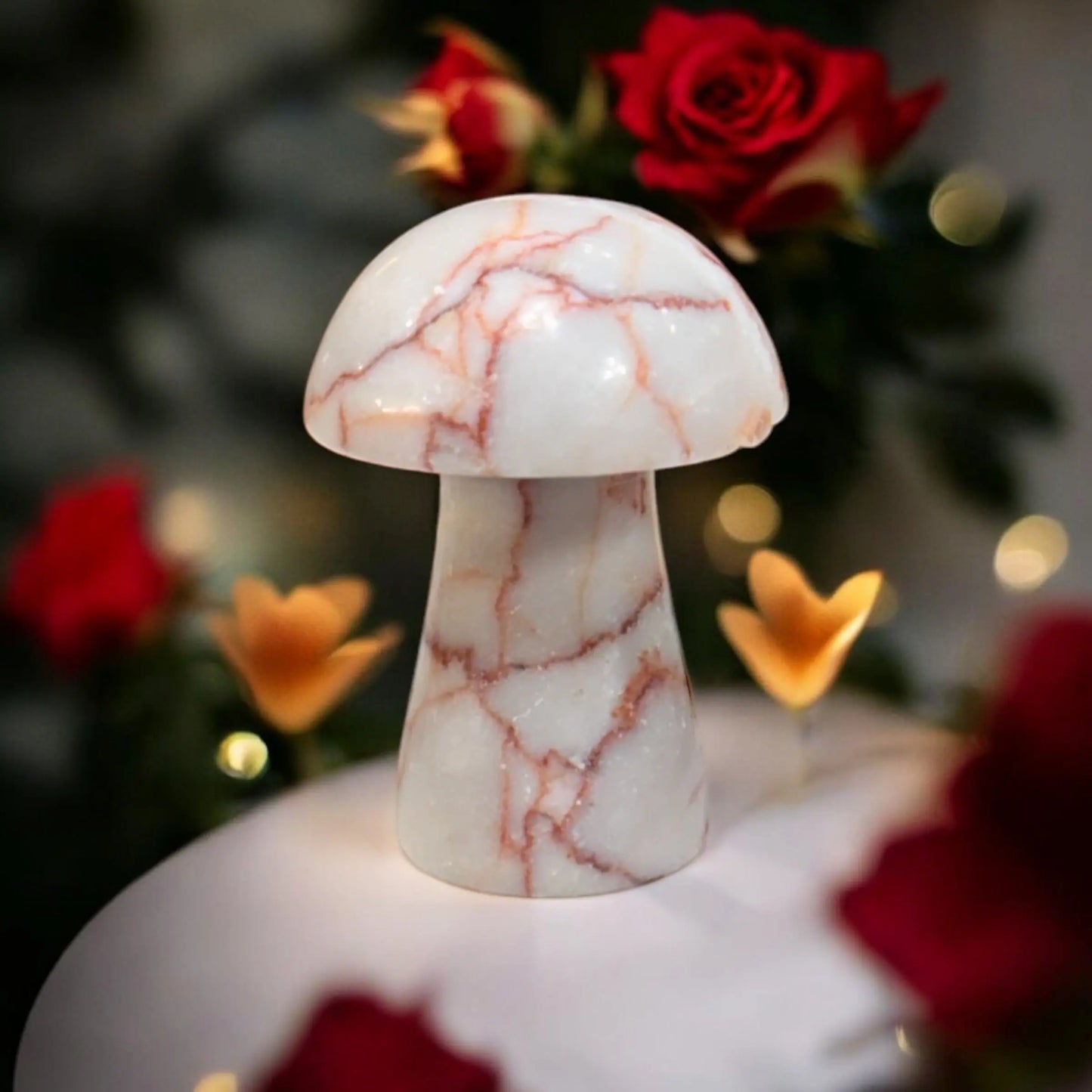 Red Vein Jasper Mushroom Carving - Image #1