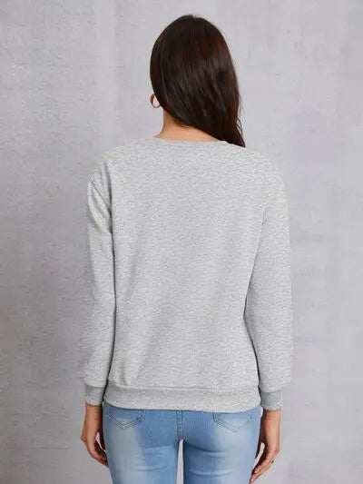 Graphic Round Neck Dropped Shoulder Sweatshirt - Image #8