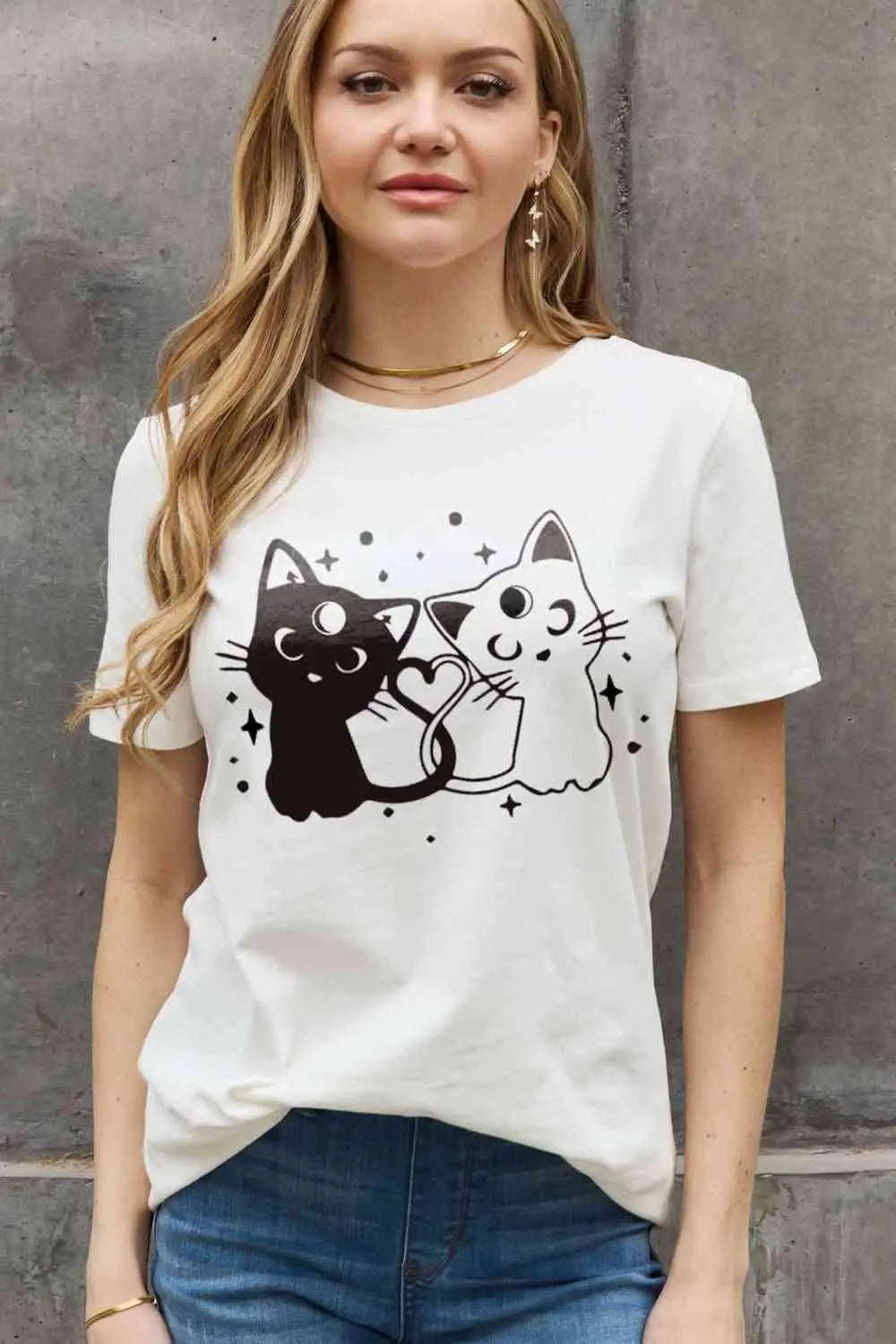 Simply Love Full Size Cats Graphic Cotton Tee - Image #1