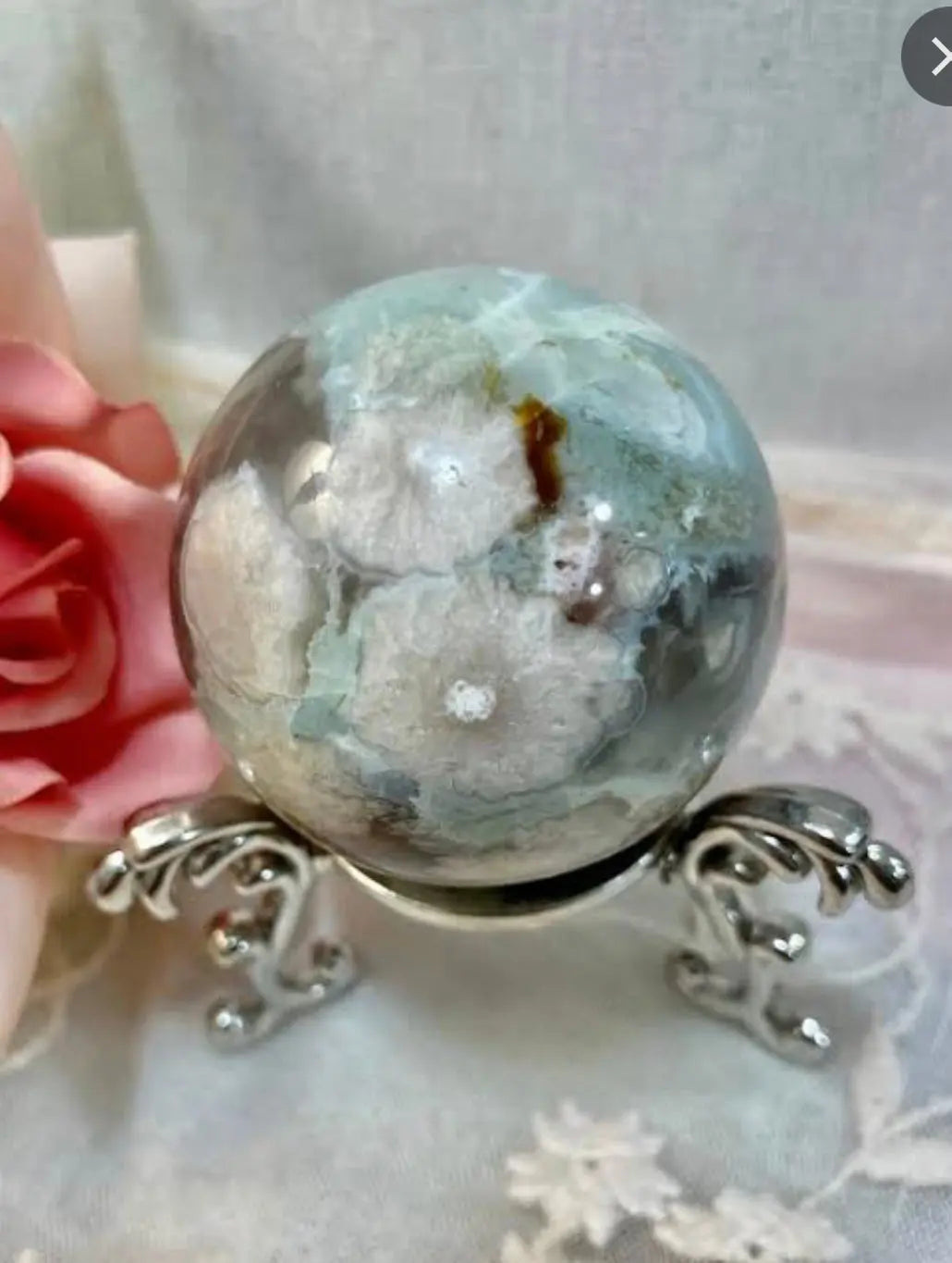 Green Flower Agate Sphere - Crystal Vibrations & Healing