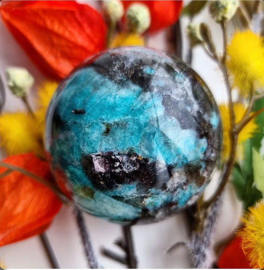 Amanzonite and Smokey Quartz Sphere - Crystal Vibrations & Healing